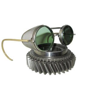 Antique American Optical Green Sunglasses Goggles Vtg Old Cool AO Safety Glasses